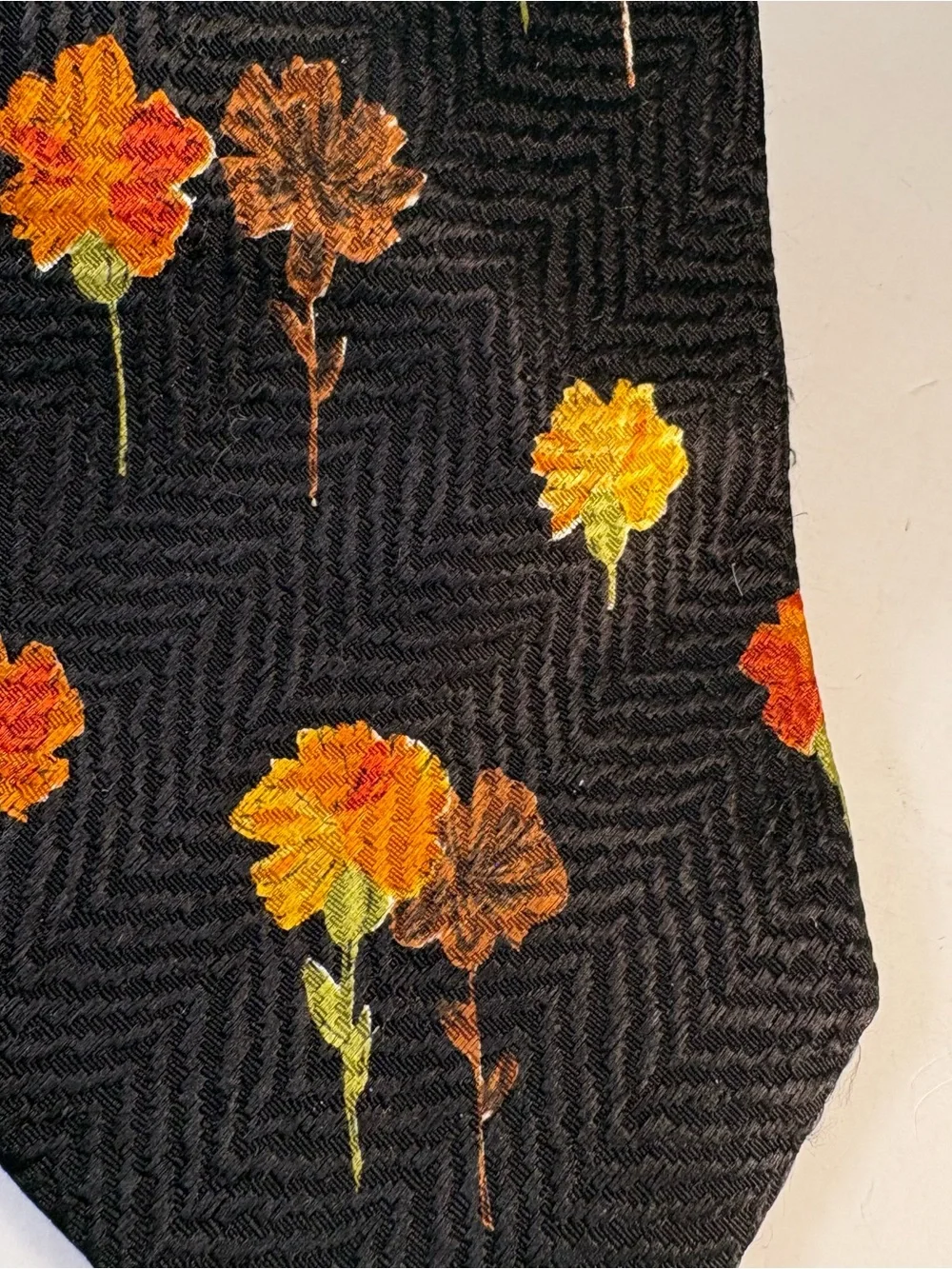 Lot Of 2 Ermenegildo Zegna Silk Ties Black Floral Tulip Carnation Luxury Italy